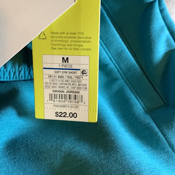 Women’s teal gym shorts.  Size medium. All in Motion. - Picture 3 of 4